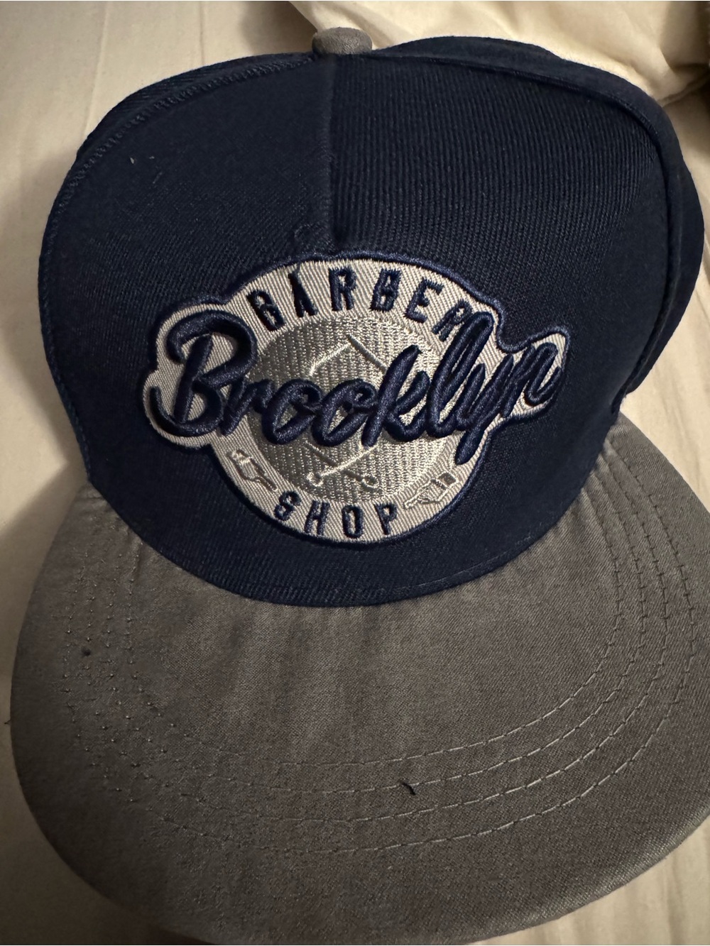 Brooklyn Barbershop Navy and Gray Snapback Hat
